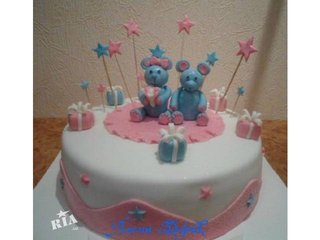 Детский торт с мишками на ДР девочки (2 годика) (Київ)