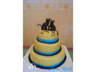 Свадебный торт с парочкой черных котов (Киев)