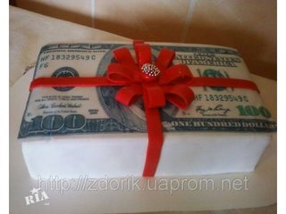 Торт "Пачка долларов с бантом" (Киев)